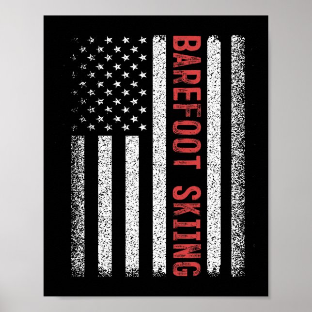 Refoot Skiing American Flag 4th Of July  Poster (Front)