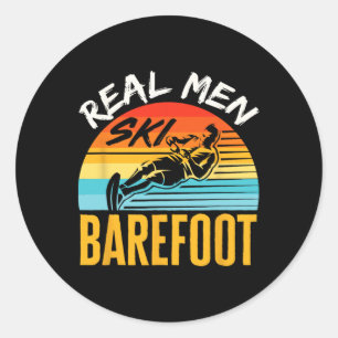 Refoot Water Skiing Skier Funny Real Men Ski Refoo Classic Round Sticker