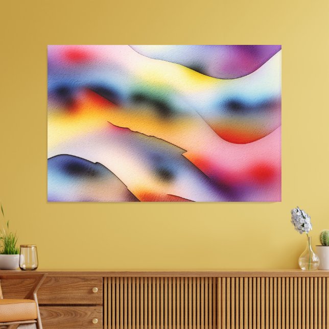 "Refracted Waves" Contemporary Abstract Art Canvas Print (Insitu(LivingRoom))
