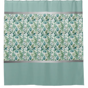 Refresh Your Space Mint Green & Silver Shower Curtain