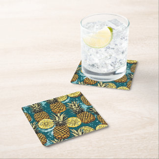 Refreshes your table with Pineapple style Square Paper Coaster