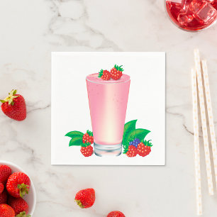 Refreshing Berry Smoothie Pink Drink  Napkin