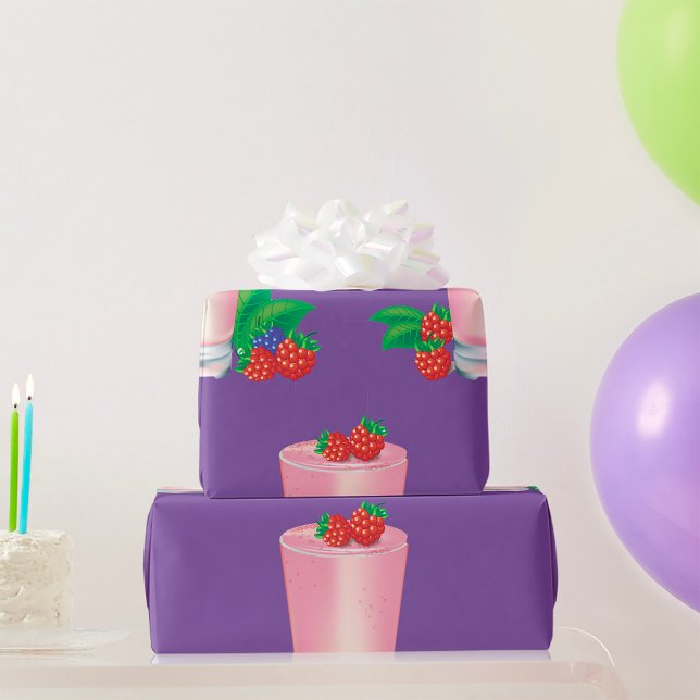 Refreshing Berry Smoothie Pink Drink  Wrapping Paper (Creator Uploaded)