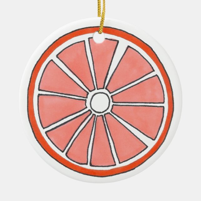 Refreshing Florida Orange Citrus Fruit Slice Ceramic Tree Decoration (Front)