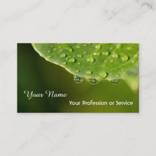 Refreshing green with raindrops business card