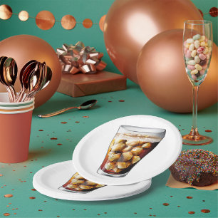 Refreshing Ice-Cold Soda Drink with Bubbles Paper Plate