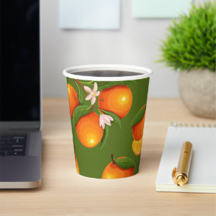 Refreshing Large Oranges Pattern Paper Cups
