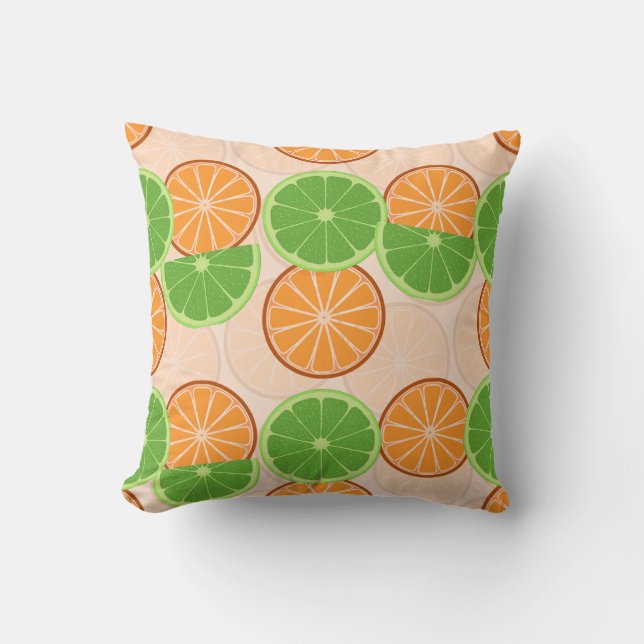 Refreshing Limes and Lemons Square Pillow – Bright (Front)