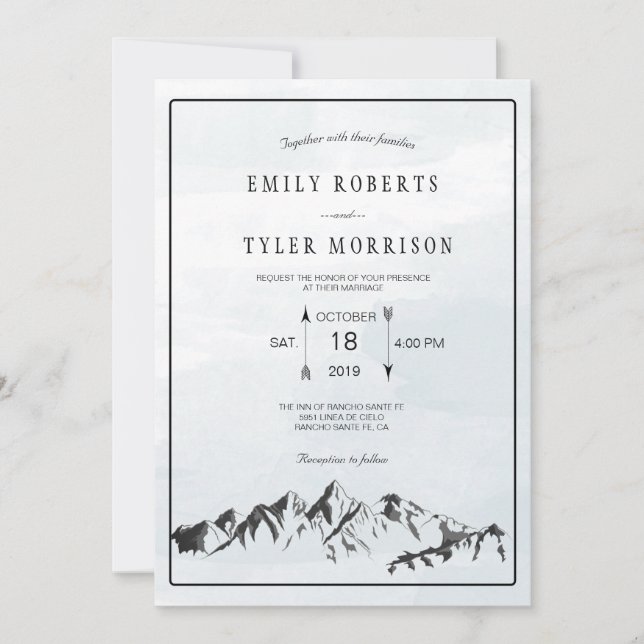 Refreshing Mountain Woodland Forest Wedding Invite (Front)
