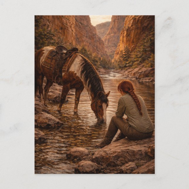 Refreshing Pause | Horse Art | Postcard (Front)