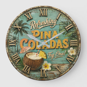 Refreshing Piña Coladas  Large Clock