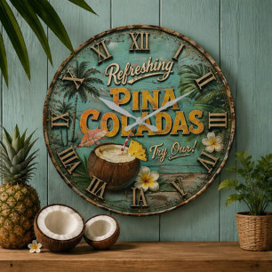 Refreshing Piña Coladas  Large Clock