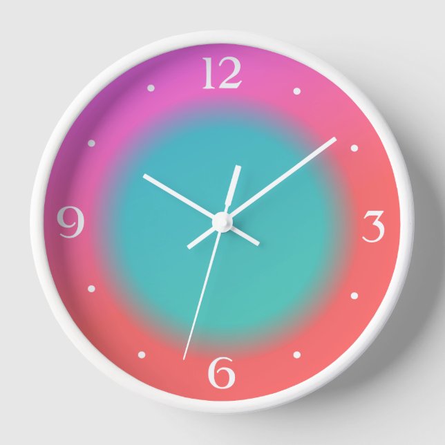 Refreshing Pink Orange Green  Kitchen Clock (Front)