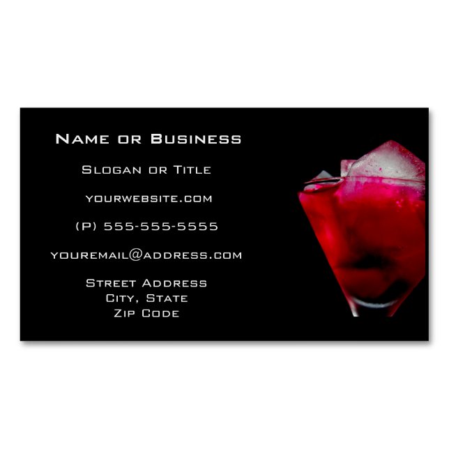 Refreshing Red and Pink Cocktail Magnetic Business Card (Front)