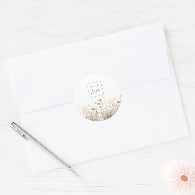 Refreshing Wildflowers Custom Logo  Classic Round Sticker (Envelope)