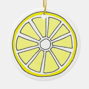 Refreshing Yellow Lemon Citrus Fruit Slice Ceramic Tree Decoration