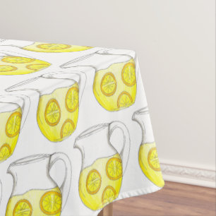 Refreshing Yellow Lemonade Lemon Ade Pitcher Drink Tablecloth
