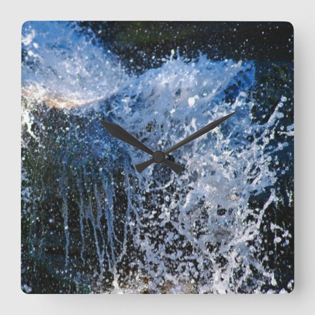 Refreshingly different waterfall square wall clock (Front)