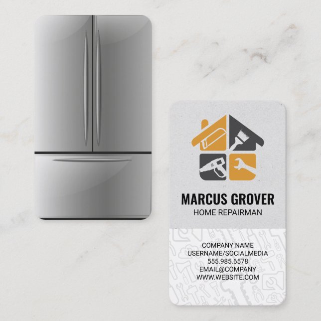 Refrigerator | Blue Collar | Home Renovation Tools Business Card (Front/Back)