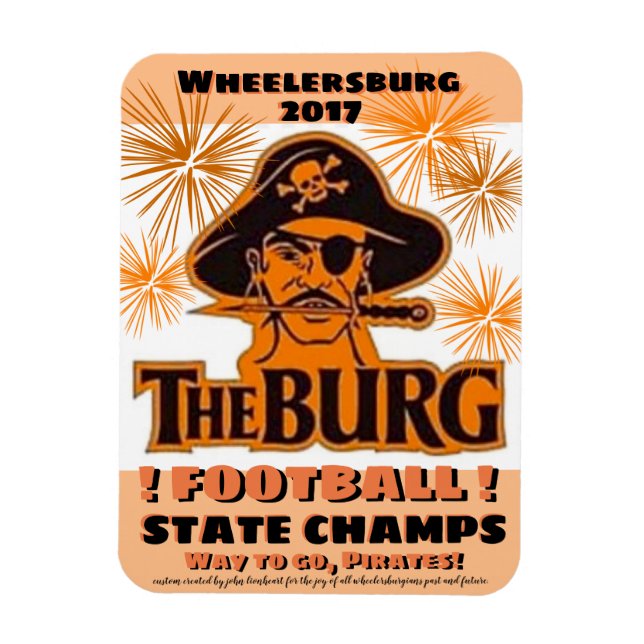 Refrigerator magnet for state football winners - (Vertical)