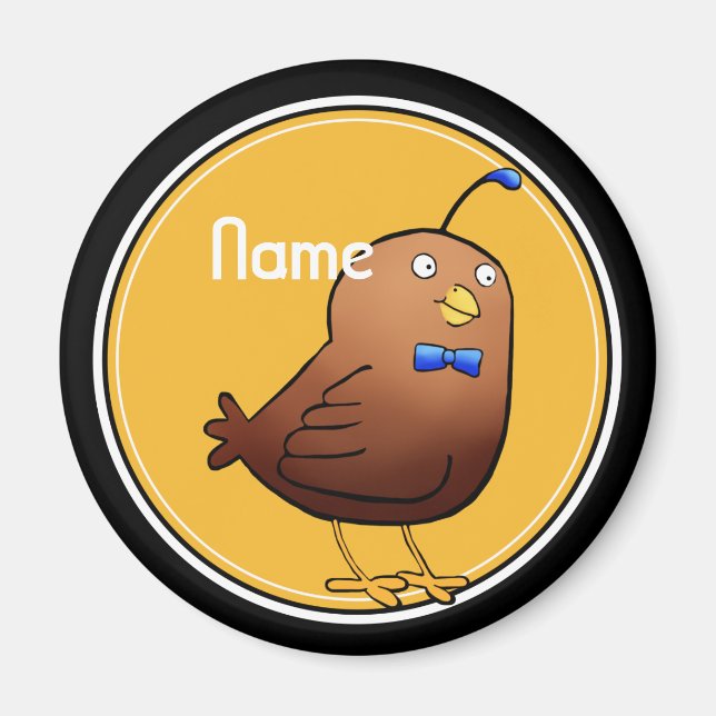 Refrigerator Magnet, Name Template, Cute Quail Magnet (Front)