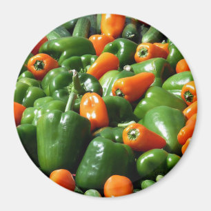 Refrigerator Magnet Note or Photo Holder,  Peppers