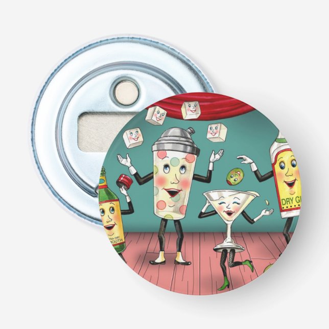 Refrigerator Magnet Vintage Cocktail Image Bottle Opener (Front)