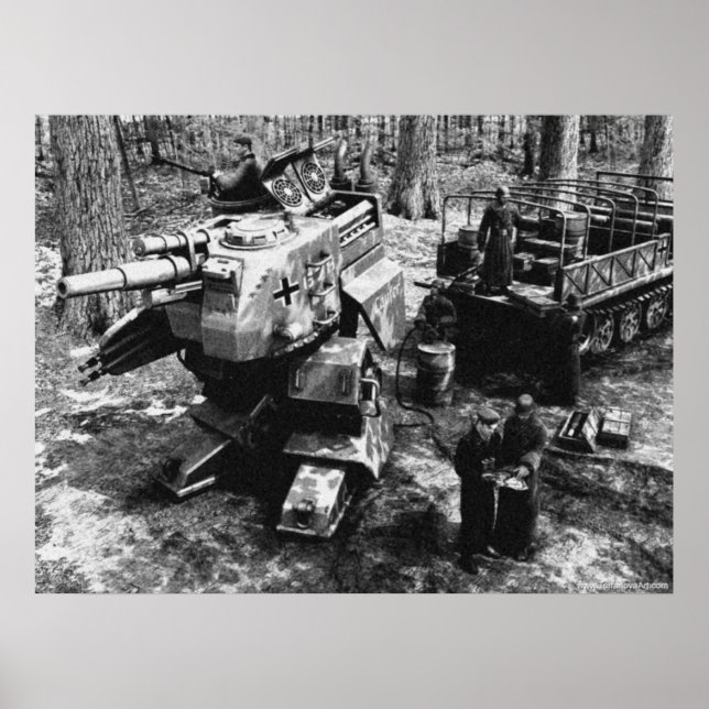 Refueling Bipedal Panzer B/W Poster (Front)