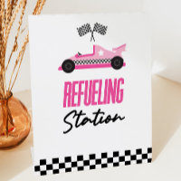 Refueling Station Pink Race Car Drink Table