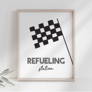 Refueling Station Race Car Party Sign