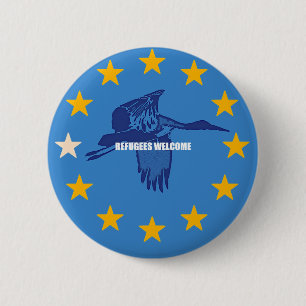 refugees welcome 6 cm round badge