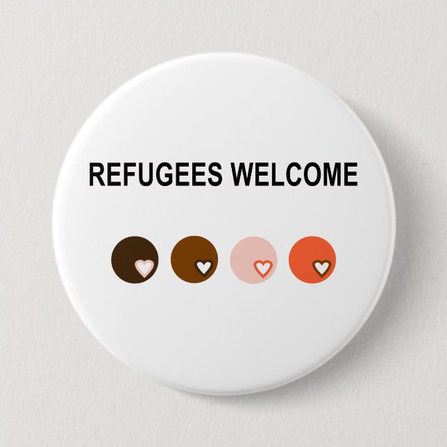 Refugees welcome 7.5 cm round badge (Front)