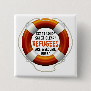 Refugees Welcome Square Button