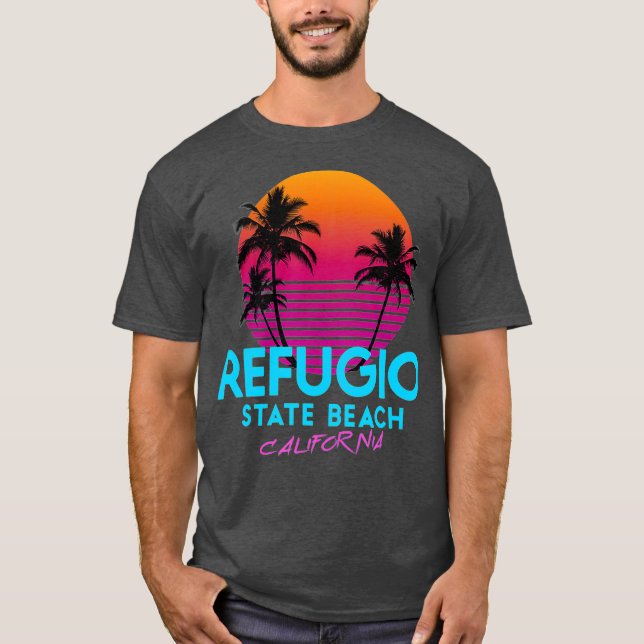 Refugio State Beach California Retro Wave 80s T-Shirt (Front)