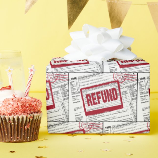 Refund Stamp On 1040 IRS Form Wrapping Paper (Birthday Party)