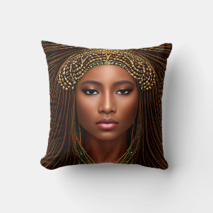 Regal African Beauty: Celebrating Black History Cushion