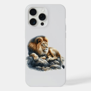 Regal African Lion in Watercolor  iPhone 15 Pro Max Case