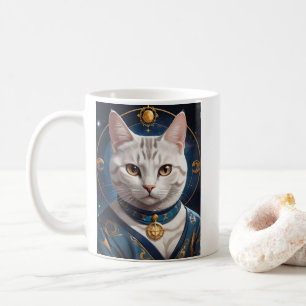 Regal American Shorthair Cat Dressed in Blue Coffee Mug