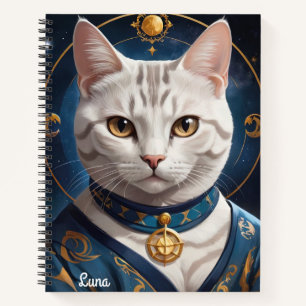 Regal American Shorthair Cat Dressed in Blue Notebook