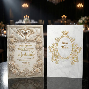Regal Baroque Gold Filigree Crest Formal Wedding Invitation