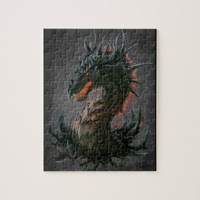 Regal Black Dragon Head - Full Colour Jigsaw Puzzle (Vertical)