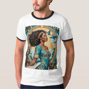 Regal Black Queen Art Nouveau T-Shirt