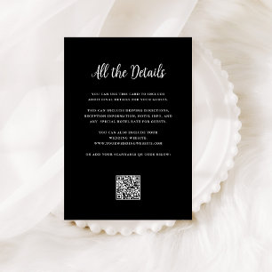 Regal Black Wedding Guest Details QR Code Enclosure Card