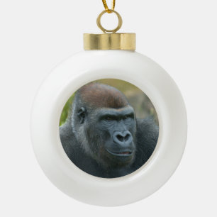 Regal Blackback Gorilla Ceramic Ball Christmas Ornament