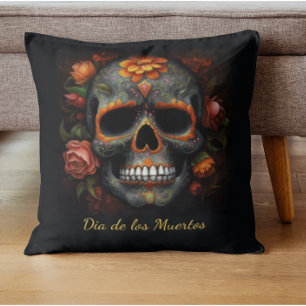 Regal Bloom Sugar Skull, custom Cushion