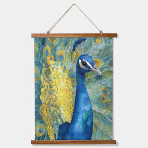 Regal Blue Peacock Feather Display Wall Art