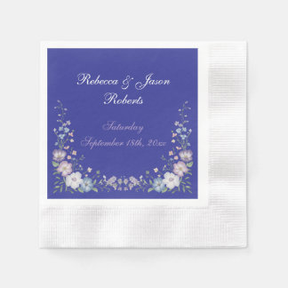 Regal Blue Vintage Elegance Garden Blooms Napkin