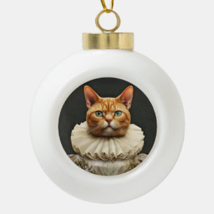 Regal Cat Ceramic Ball Christmas Ornament