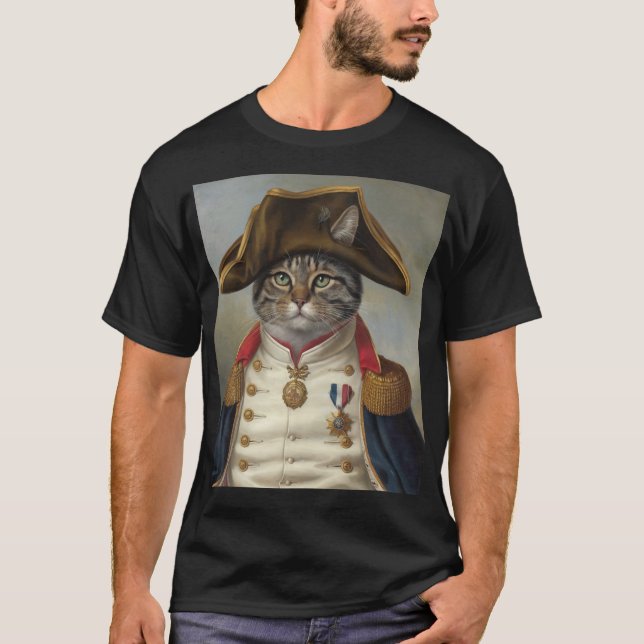 “Regal Cat in Military Uniform T-Shirt (Front)