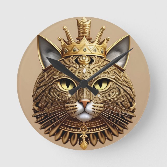 Regal Cat Profile Round Clock (Front)